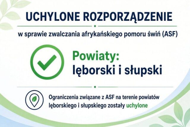 Zniesiono rygorystyczne przepisy ASF w powiatach lęborskim i słupskim Zniesiono rygorystyczne przepisy ASF w powiatach lęborskim i słupskim